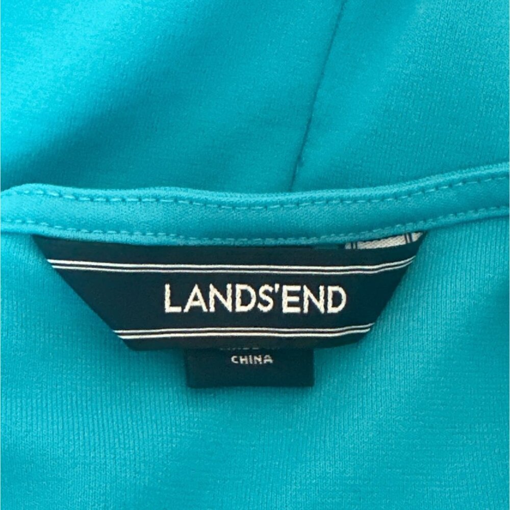 Lands End Womens Sleeveless Turquoise Ruffle Hem Dress SZ 18 Beach Resort - Picture 3 of 11